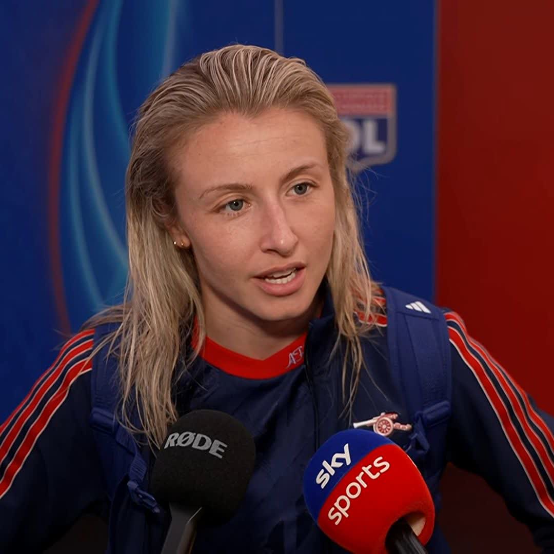 "You've just got to get the job done, and that's what we did" 💪 Leah Williamson reacts to Arsenal's brilliant win over Lyon in the Champions League 💥