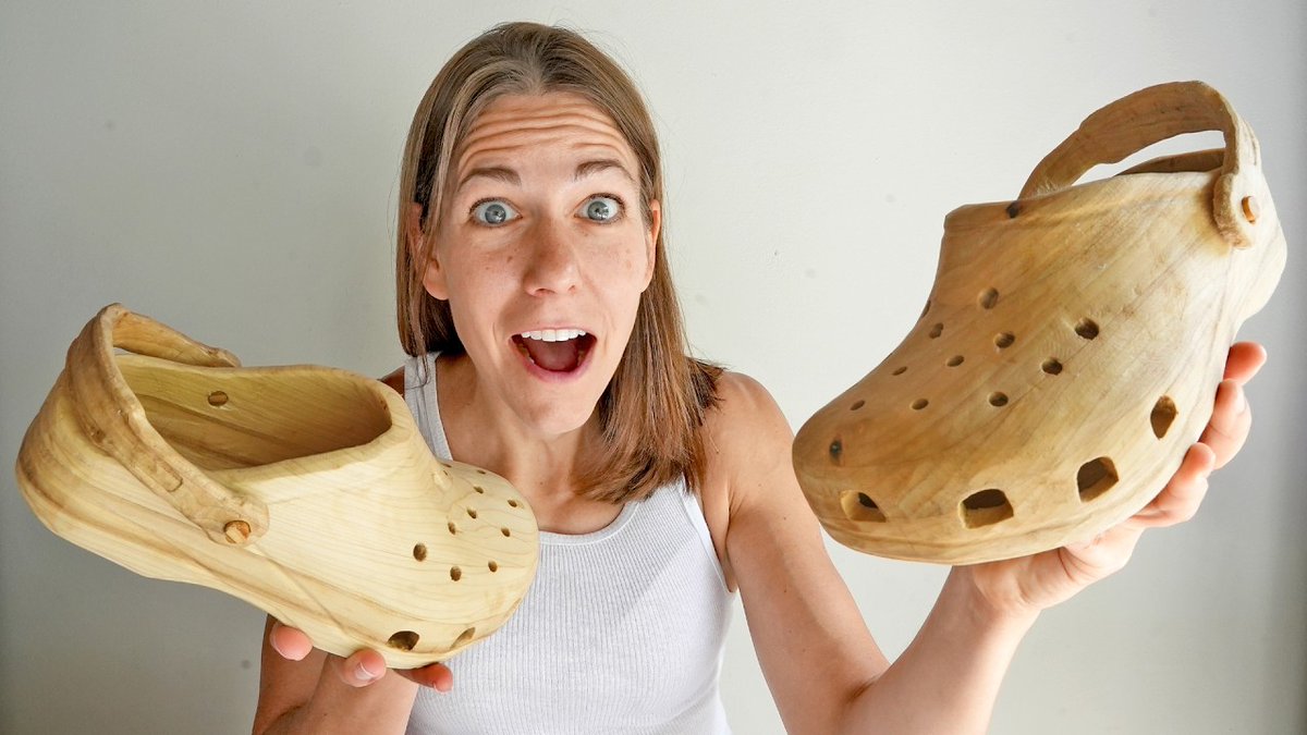 Remember how I've been working on wooden Crocs? THEY'RE DONE!!