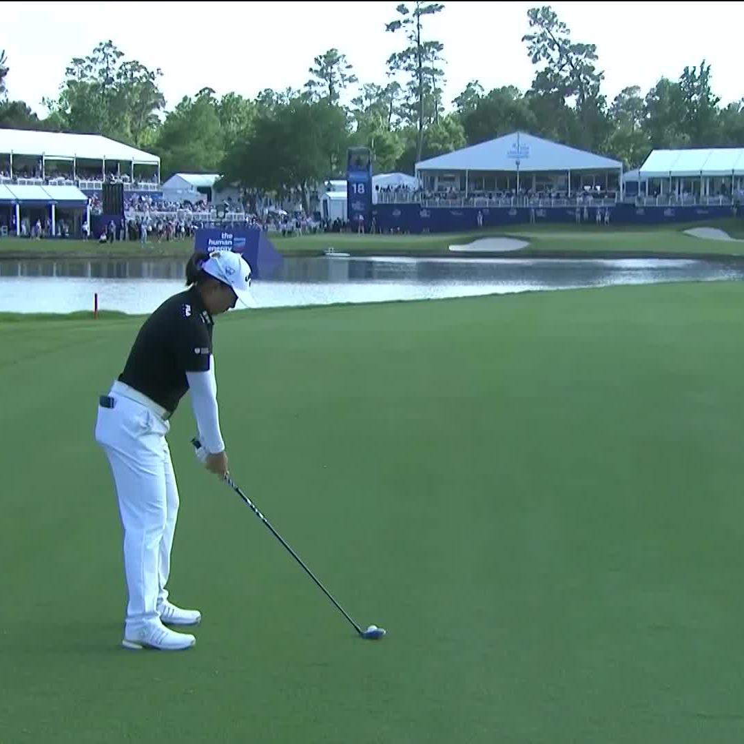 The ecstasy and pain of golf right here. Ronni Yin, in a 5 woman playoff, reached the par 5 18th in two with this insane swing. You couldn’t get the ball closer. That putt for Eagle and a major victory. She would then 3 putt and lose. 😢