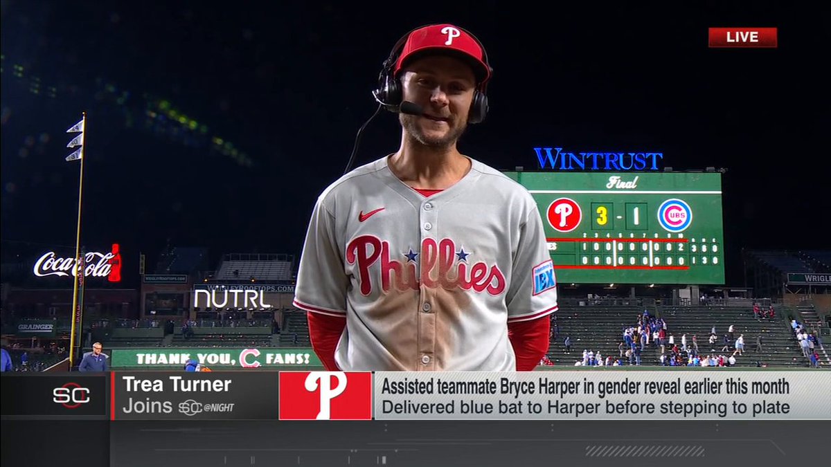 Trea Turner joined SportsCenter to discuss the W over the Cubs, gender reveals and Santa Claus 🍿
