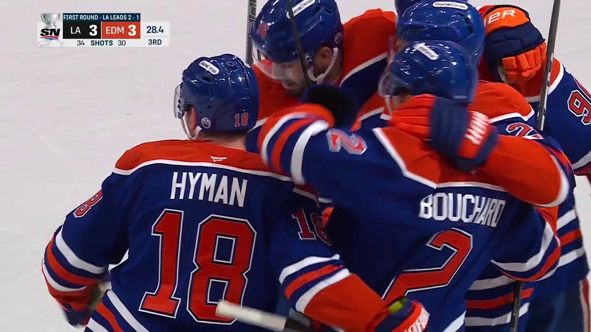 BOUCHARD BOMB TO TIE THE GAME!! 🤯 WE'RE HEADED TO OVERTIME IN EDMONTON!! #StanleyCup 🇺🇸: NHLonTNT (TBS) & HBO Max Sports ➡️ 🇨🇦: Sportsnet or stream on Sportsnet+ ➡️