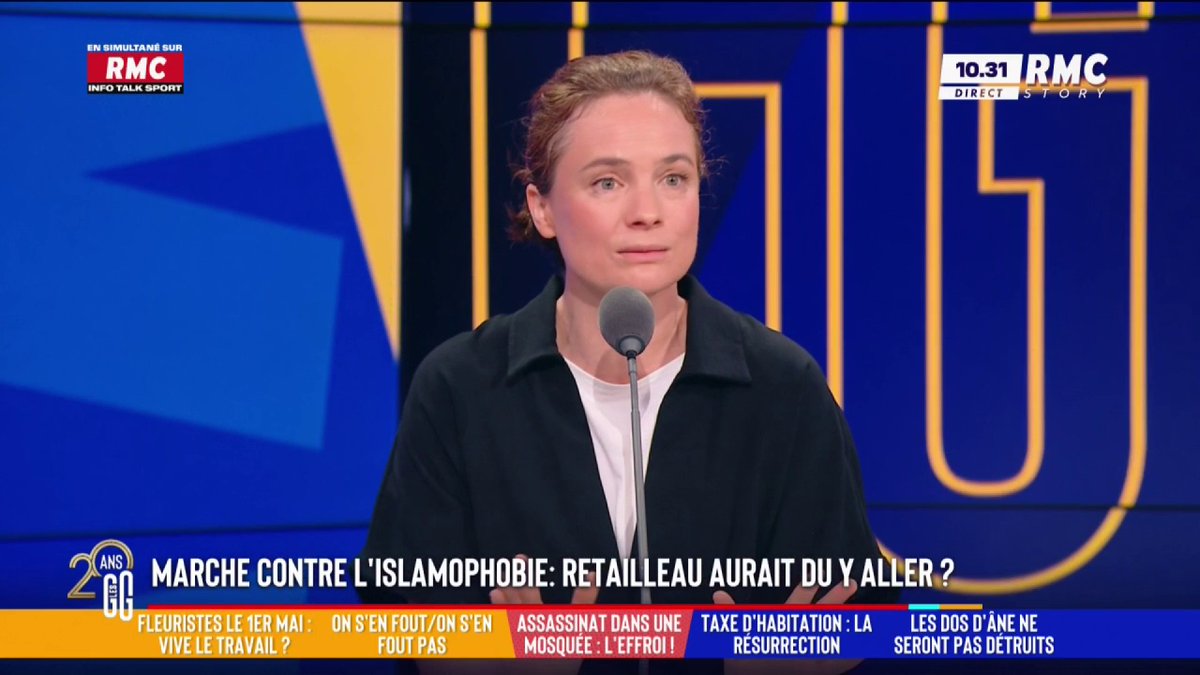 🚨 Marche contre l'islamophobie : Retailleau aurait dû y aller ? 🗣️ Éléonore Lemaire : "Comment il n'a pas vu le voyant rouge ? Un homme qui prie se fait assassiner dans une mosquée... et il se dit pas : 'Attention vu ce qui se passe en ce moment, je dois y aller'." #GGRMC