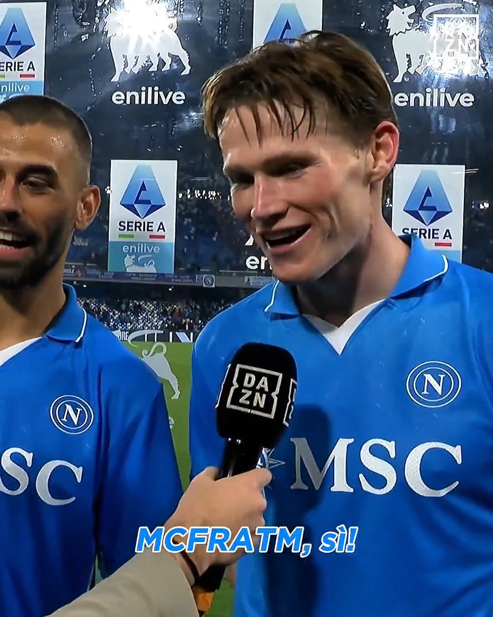 SCOTT... 𝐌𝐂𝑭𝑹𝑨𝑻𝑴 🤝💙 Scelto il soprannome, con l'𝒂𝒔𝒔𝒊𝒔𝒕 di Mazzocchi 🤣 #McTominay #NapoliTorino #DAZN