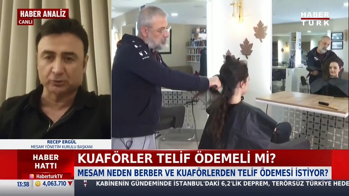 "Berber ve kuaförler telif ödemeli" MESAM neden berber ve kuaförlerden telif ödemesi istiyor? #HaberHattı'nda ayse suberker, MESAM Yönetim Kurulu Başkanı Recep Ergül ile konuştu.