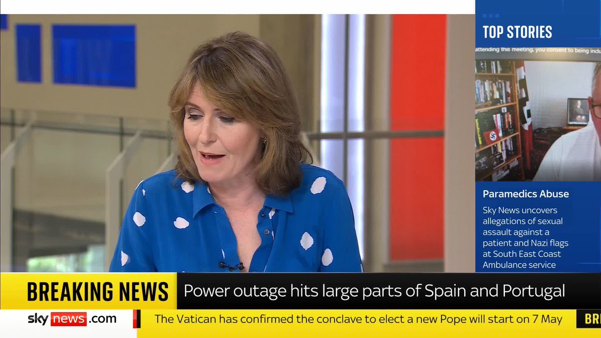 BREAKING: Large parts of Spain and Portugal - including Madrid and Lisbon - have been hit by a power outage Full story ➡️. 📺 Sky 501, Virgin 602, Freeview 233 and YouTube