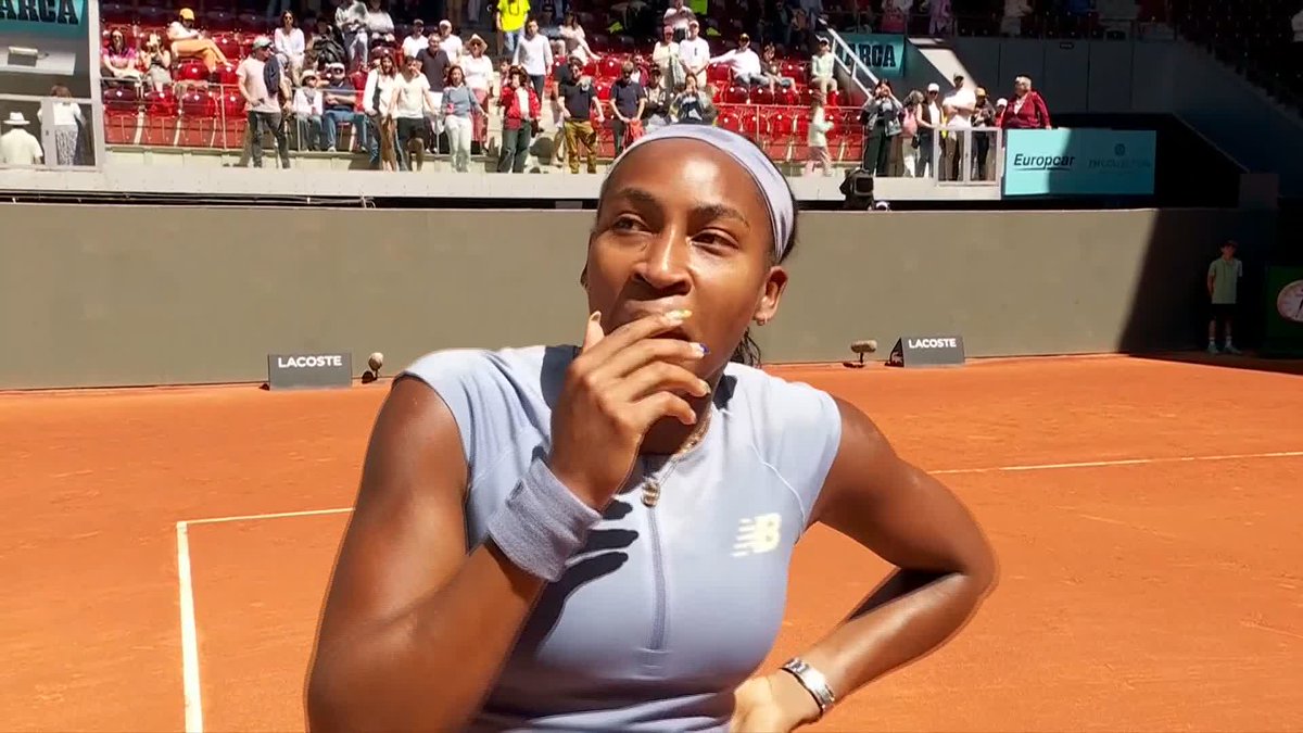 Watch the moment Coco Gauff's post-match interview was cut short at the Madrid Open, as a power outage hit large parts of Spain and Portugal 👇