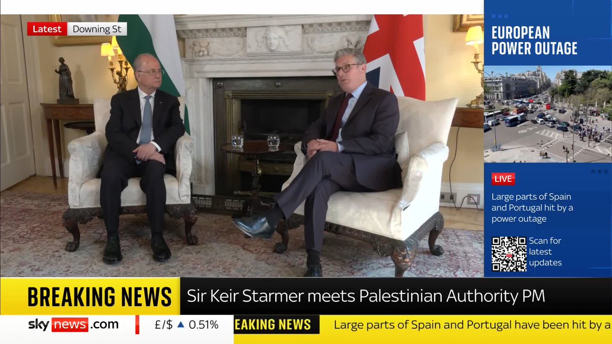 Prime Minister Sir Keir Starmer has met the Prime Minister of the Palestinian Authority Mohammad Mustafa in Downing Street. 📺 Sky 501, Virgin 602, Freeview 233 and YouTube