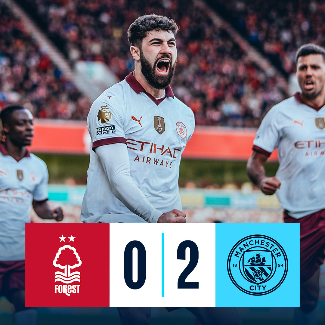 #OnThisDay: Nottingham Forest 0-2 #ManCity [2024] ⚽️ [32'] Joško Gvardiol ⚽️ [71'] Erling Haaland
