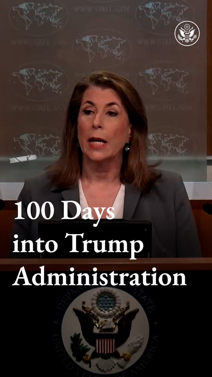 100 days into the Trump Administration and global diplomacy at the Department of State has never been stronger. Our negotiations and efforts to bring about peace are not just 9-5, they are 24/7.