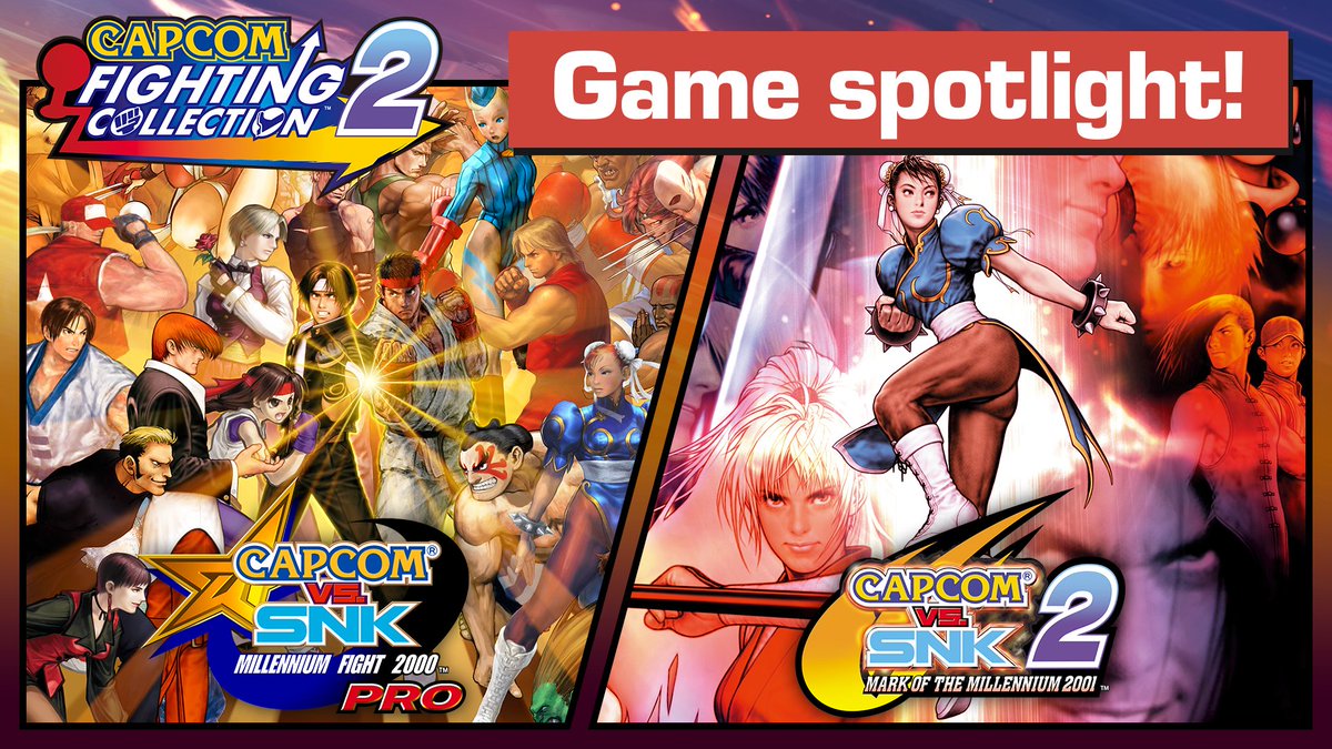 Unleash your strength with two epic crossovers in Capcom vs. SNK: Millennium Fight 2000 Pro and Capcom vs. SNK 2: Mark of the Millennium 2001! Play both titles and more in Capcom Fighting Collection 2, launching May 16, 2025! Pre-order today! 👊