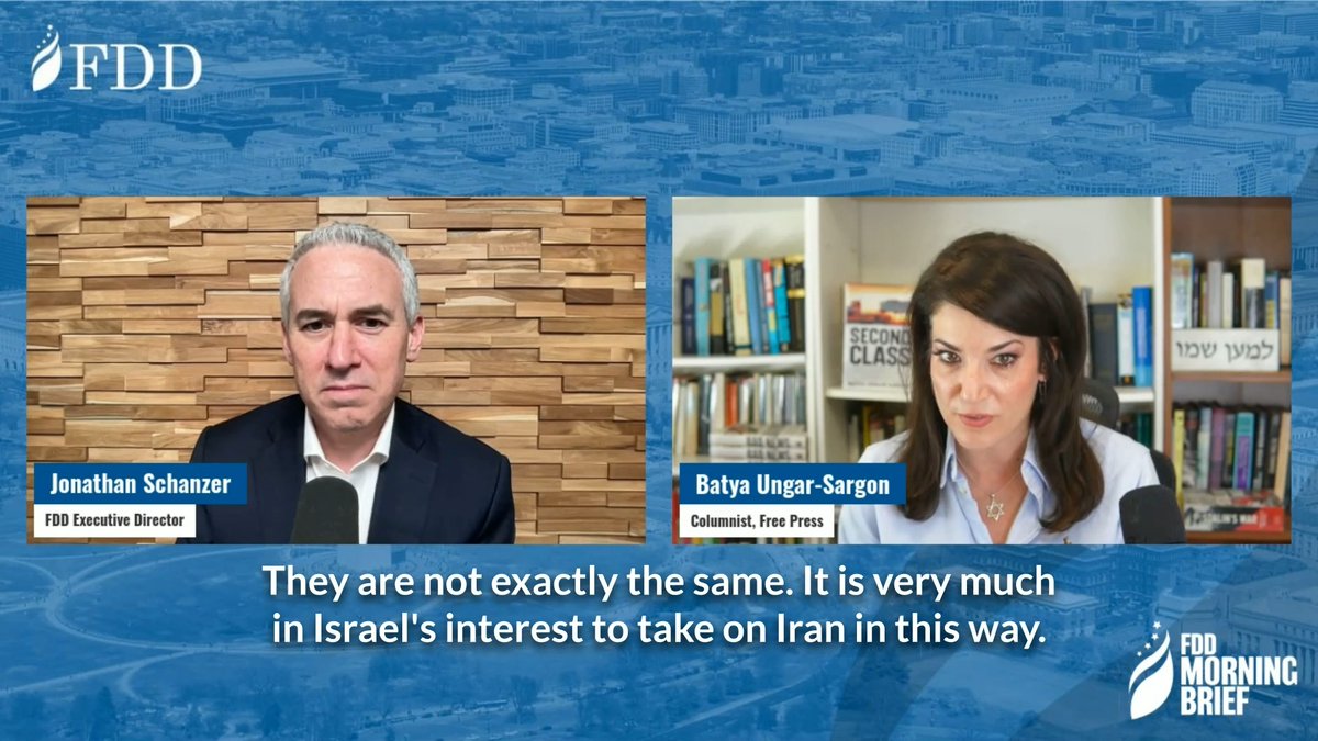 On the FDD Morning Brief with Jonathan Schanzer, Batya Ungar-Sargon of The Free Press discussed the differing interests of #Israel &amp; the U.S. on the threat posed by the regime in #Iran. 📺 🎧