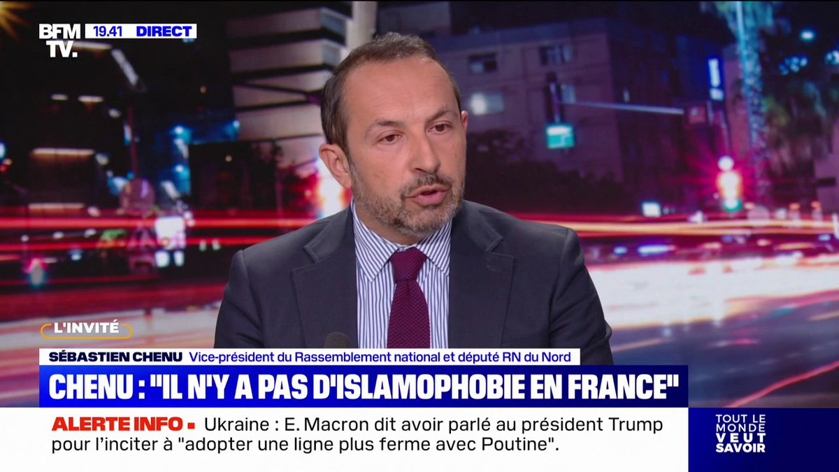 🇫🇷 FLASH | "Il n'y a pas d'islamophobie en France", affirme le député RN Sébastien Chenu.
