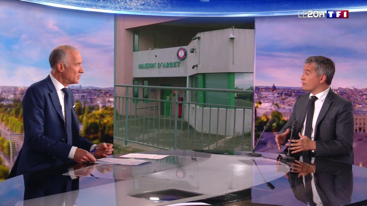 🔴 Gérald Darmanin (Gérald DARMANIN), invité du 20H de Gilles Bouleau 🗣️ Prisons : "Je vais rétablir les frais d'incarcération. Aujourd'hui, le fonctionnement de nos prisons coûte 10 millions d'euros par jour. Les détenus doivent contribuer aux frais d'incarcération."