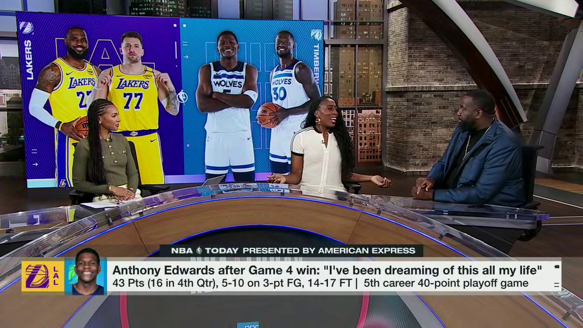 "I wish I could have played with Anthony Edwards!" Kendrick Perkins and Chiney Ogwumike showed love to Anthony Edwards after a dominant Game 4 performance 💪