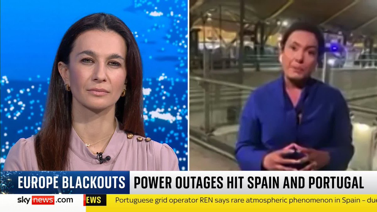 'It feels very chaotic and frantic'. Sky's Ashna Hurynag reports from Spain where she was able to access a "fraction of 4G" outside Madrid airport, as power outages continues to cause havoc throughout the country. #TheWorld 📺 Sky 501 and YouTube