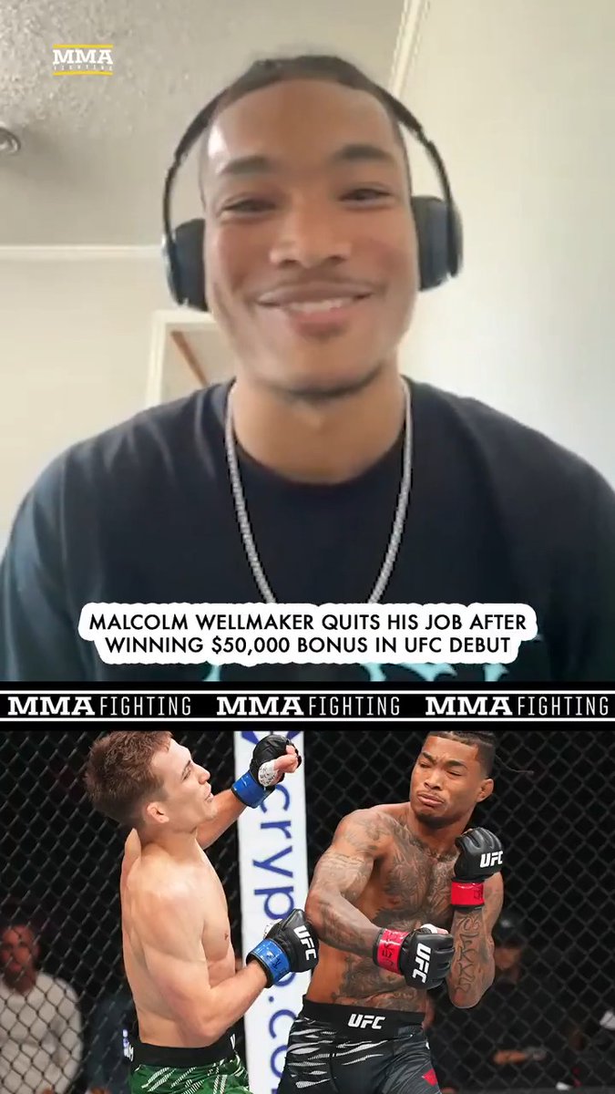 .Malcolm Wellmaker quits his job after winning $50,000 bonus in #UFC debut: "Today I become a full-time fighter." (🎥 Damon Martin)
