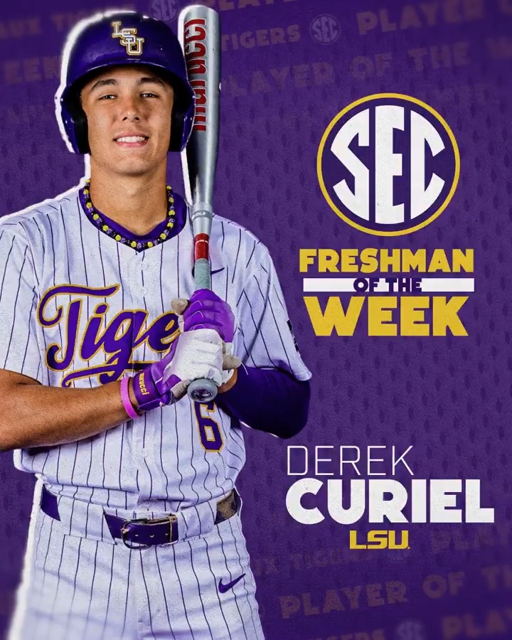 ⚾️ SEC Freshman of the Week: April 28 🐅 Derek Curiel LSU Baseball x #SECBSB