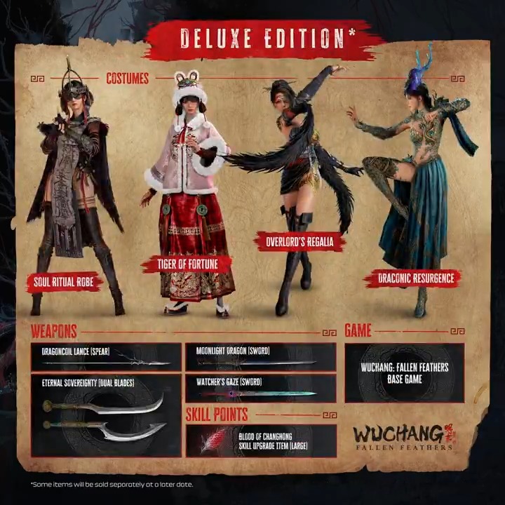 Discover what’s included when you pre-order WUCHANG: Fallen Feathers or upgrade to the Deluxe Edition. Take a peek at the offerings trailer: #WUCHANGGame #505Games