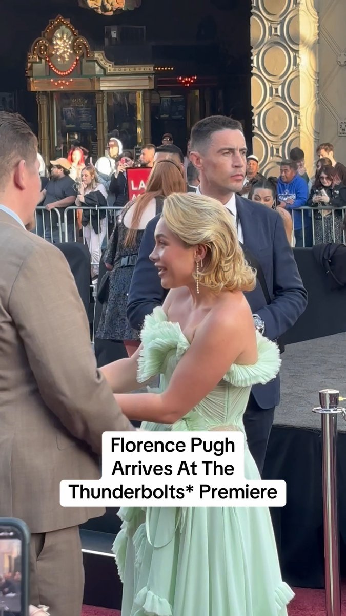 Florence Pugh arrives at the premiere of #Thunderbolts*.