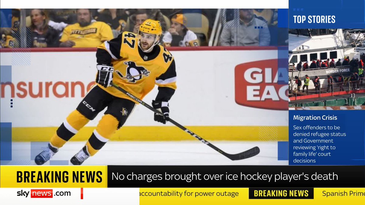 BREAKING: No criminal charges will be brought over the death of ice hockey player Adam Johnson who died during a match in Sheffield, prosecutors have announced. JayneSeckerSky has the details Full story ➡️ 📺 Sky 501, Virgin 602 and YouTube