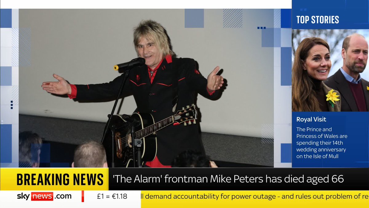 BREAKING: 'The Alarm' frontman Mike Peters has died aged 66. 📺 Sky 501, Virgin 602, Freeview 233 and YouTube