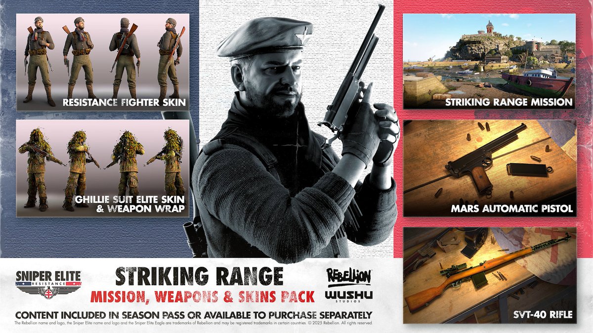 The Striking Range Mission, Weapons and Skins Pack has been deployed! 🫡 🚀 A brand new campaign mission 🔫 A new selection of authentic WWII weapons 💥 The FREE Commando Weapon and Skin Pack 🗺️ 3 additional multiplayer maps 🛒 Buy now: 🗒️ Further intel: