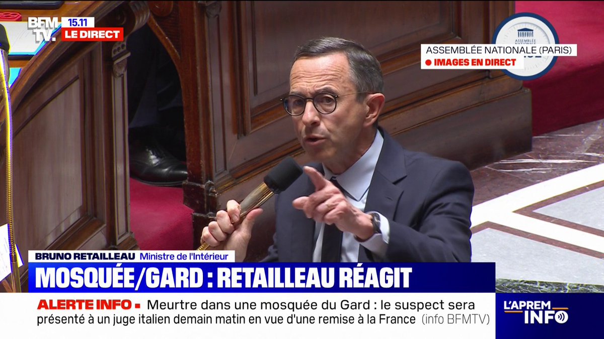 "Lorsque il avait eu trois morts dans une église à Nice, y a-t-il eu un seul rassemblement des insoumis ? Avez-vous parlez de christianophobie ? Non, bien entendu !" Bruno Retailleau #DirectAN #QAG