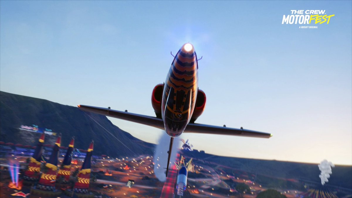 Tomorrow, the sky becomes your new playground! ✈️ Get ready to take off with a brand-new vehicle category: JETS! 🔥 Introducing the Alpha Jet Red Bull Edition & the Alpha Jet Stock Edition, your ticket to high-speed stunts and sky-high style in #TheCrewMotorfest!