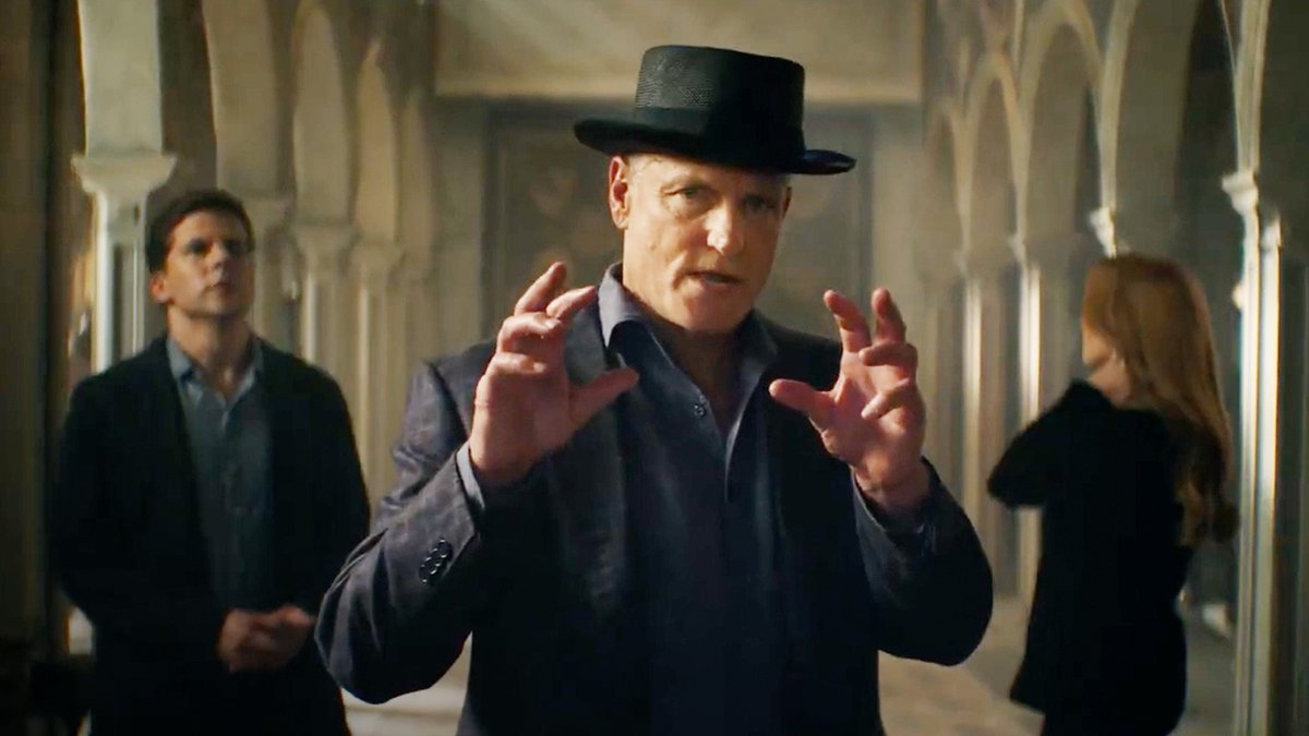 Official trailer for #NowYouSeeMeNowYouDont. Starring Jesse Eisenberg, Woody Harrelson, Dave Franco, Isla Fisher, Rosamund Pike, and Morgan Freeman.