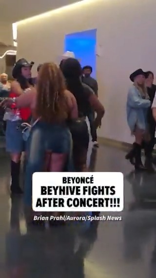 A bunch of #Beyoncé's fans started brawling in the VIP lounge after her first #CowboyCarter show! Watch the full SHOCKING video: 🎥: Brian Prahl/Aurora/Splash News