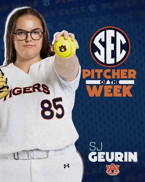 🥎 SEC Pitcher of the Week: April 29 🐅 SJ Geurin Auburn Softball x #SECSB