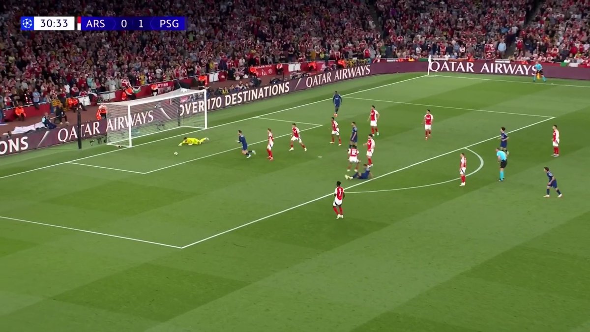 How did PSG not double their lead here 🤯 David Raya makes an incredible save, and Fabian Ruiz's follow up comes back off the post 💥