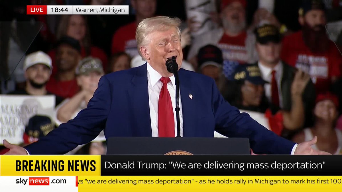 'Is that a radical left lunatic? Oh, it's a child' During his speech, Donald Trump turns his attention to the crowd after hearing people shouting. 📺 Sky 501, Virgin 602, Freeview 233 and YouTube