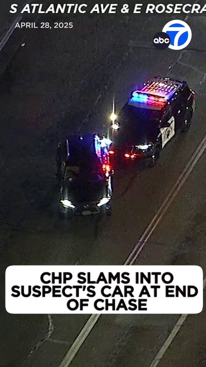 A chase that began in Chino ended in Compton Monday night when a CHP cruiser slammed into a suspect's car and sent it spinning.