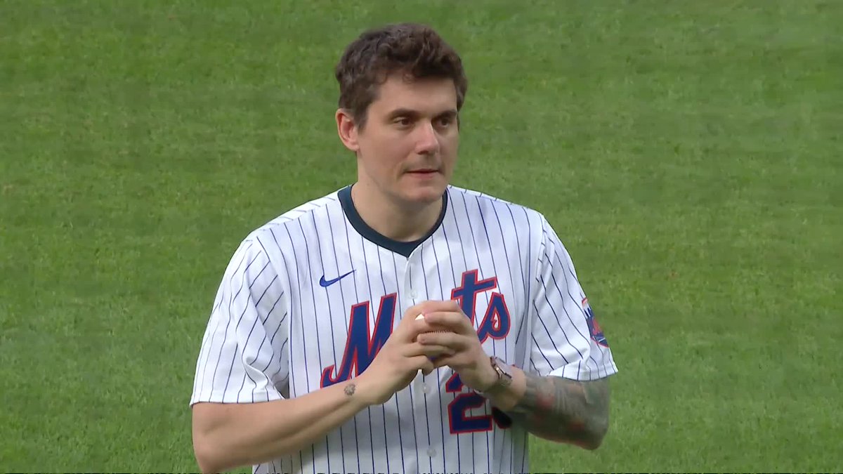 .John Mayer threw out the first pitch at Citi Field today to Francisco Lindor!