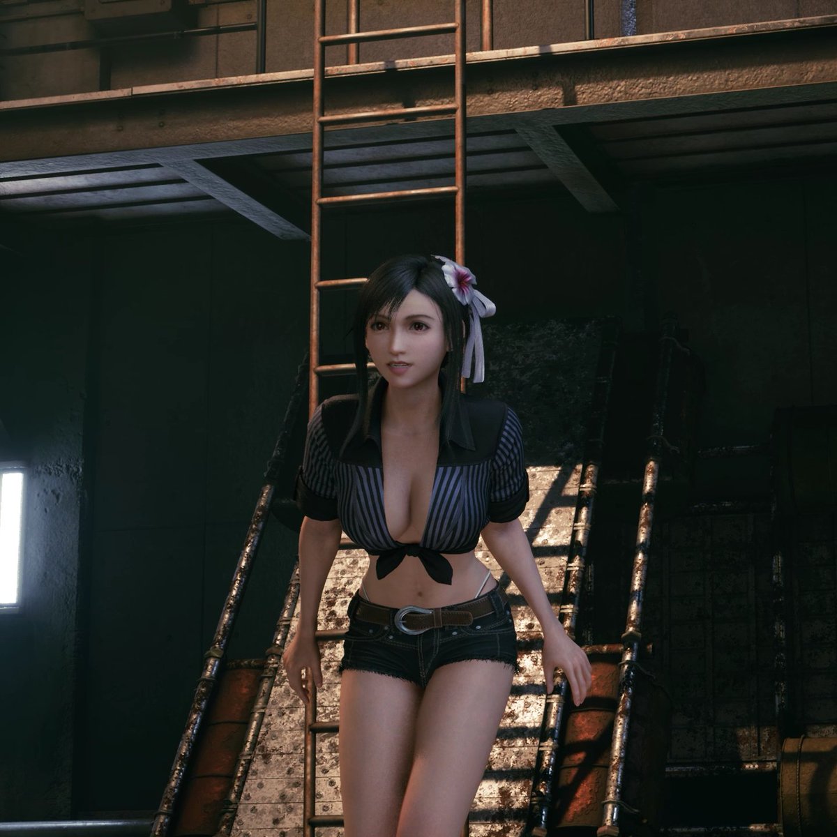 Tifa in jean shorts