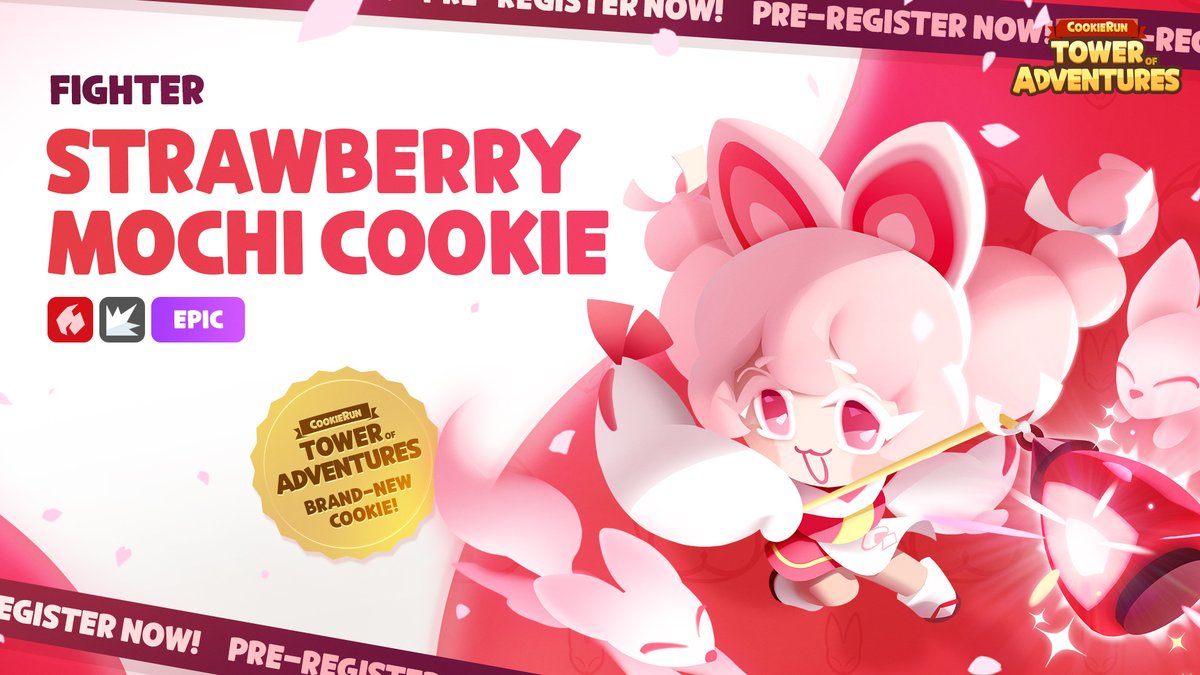 Strawberry Mochi Cookie has entered the Tower! 🍓 Play the new update now! 🔥