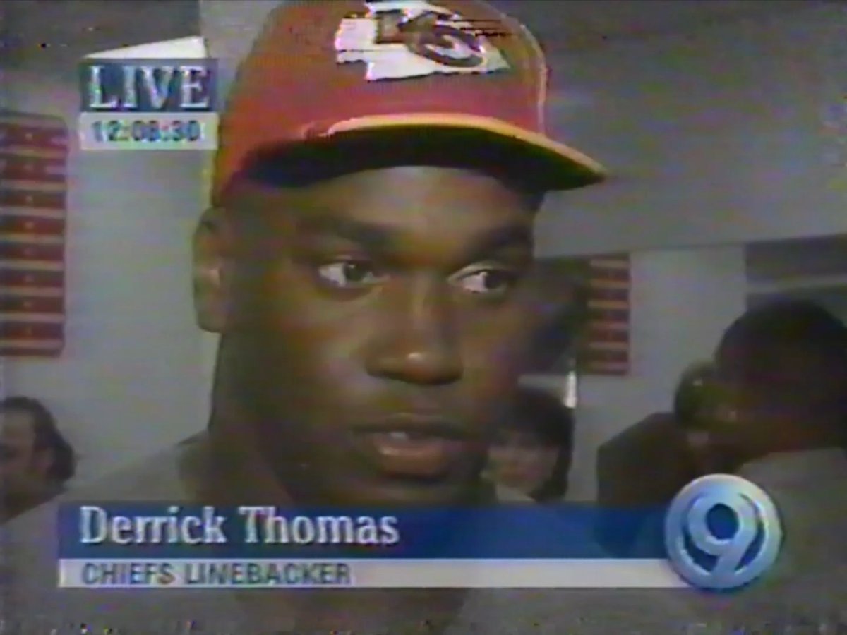 RARE! From the @KMBC archives and Dave Stewart comes a postgame interview with Derrick Thomas following the Chiefs 29-23 MNF win over the San Diego Chargers in 1995.