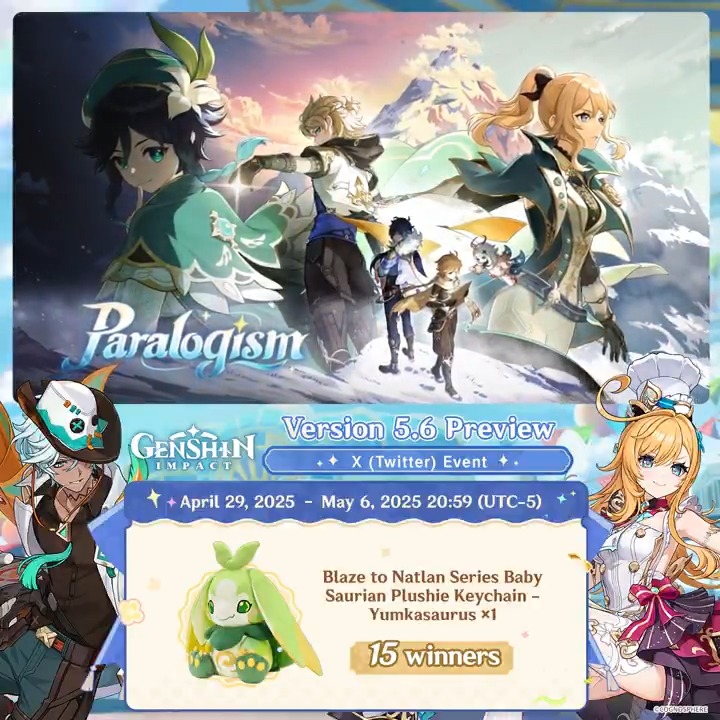 ✨Version 5.6 Preview✨ 🎁Participate in the event for a chance to win official merchandise. How to Participate: ① Follow Genshin Impact ② Retweet this post And you can instantly check the event results via this link: #GenshinImpact
