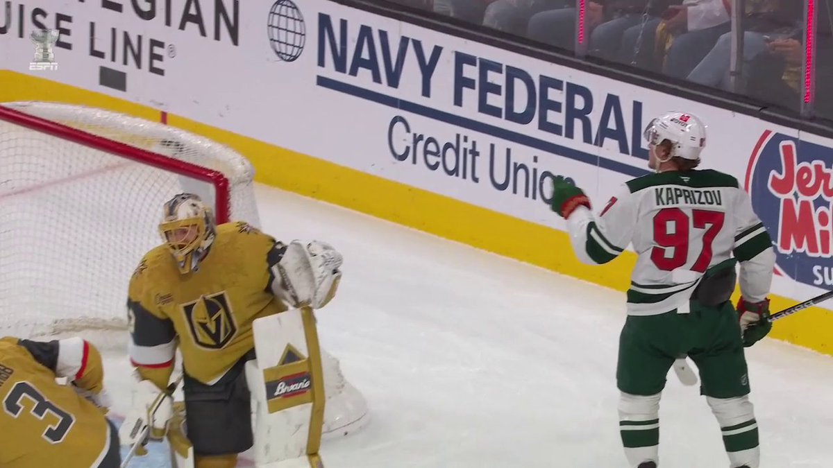 KIRILL KAPRIZOV‼️ The Minnesota Wild tie it up 13 seconds after Vegas opens the scoring! #StanleyCup 🇺🇸: ESPN ➡️ 🇨🇦: Sportsnet or stream on Sportsnet+ ➡️