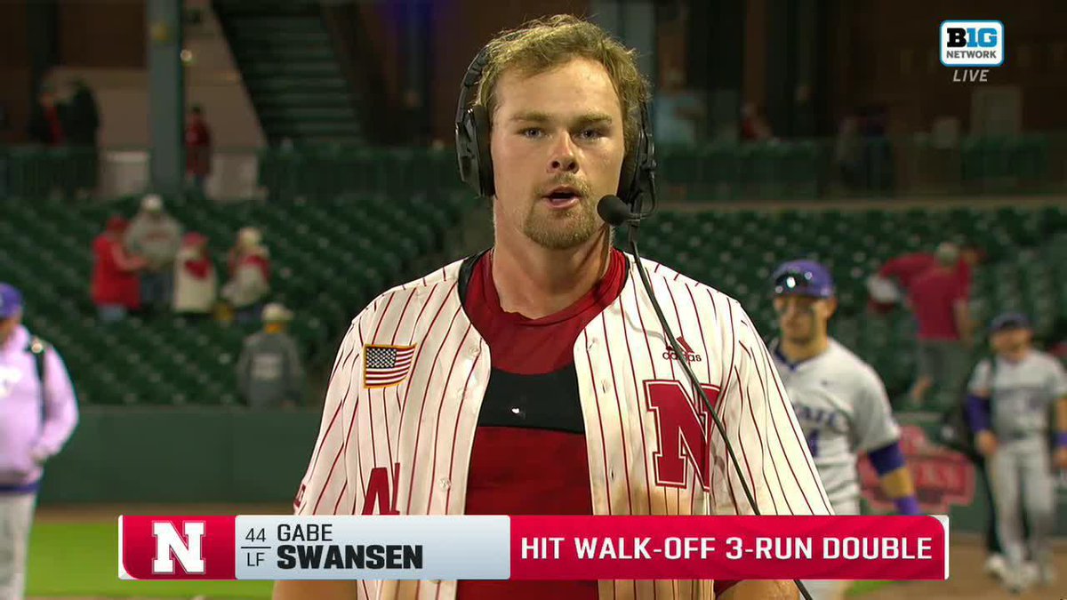 "I was just ready to hit." Hear from Gabe Swansen after his clutch walk-off double sealed the win for Nebraska Baseball over K-State👇 #B1GBaseball