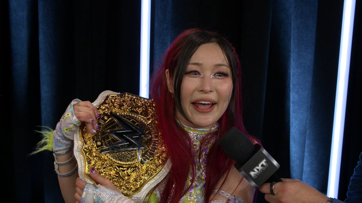 EXCLUSIVE: Women’s World Champion IYO SKY is all smiles after her incredible return to #WWENXT.