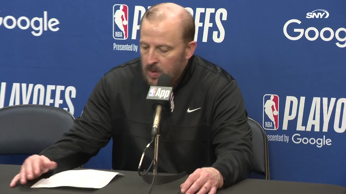 "Just where we were with our timeouts. Coach's decision." Tom Thibodeau was asked about the Knicks not using a timeout near the end of the game with Josh Hart and Jalen Brunson waiting to check in at the scorer's table: