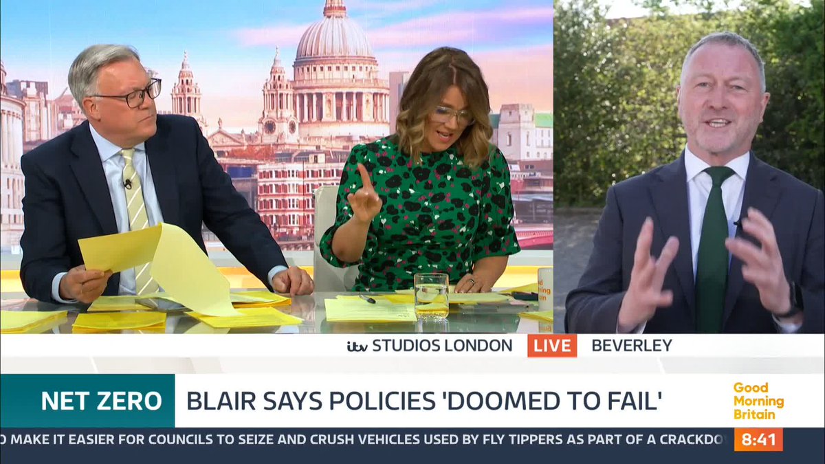 'You're not even persuading your own former PM... a lot of voters will agree with him.' Susanna Reid questions Steve Reed following Sir Tony Blair's warning that Net Zero climate plans are 'doomed to fail.'