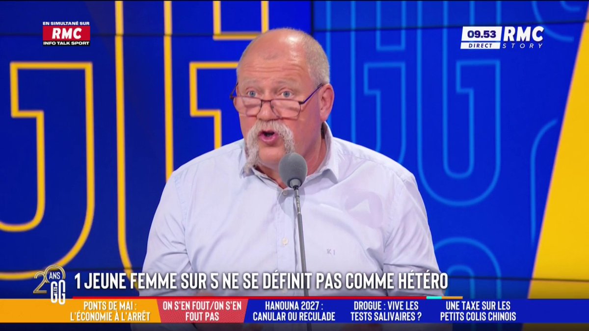 👩 1 jeune femme sur 5 ne se définit pas comme hétéro 🗣️ L'énorme coup de gueule de Didier Giraud : "Ces études à la con... qui nous expliquent qu'un homme, c'est pas un homme et qu'il faut être différent. ON S'EN FOUT ! Y'en a assez des anthropologues." #GGRMC