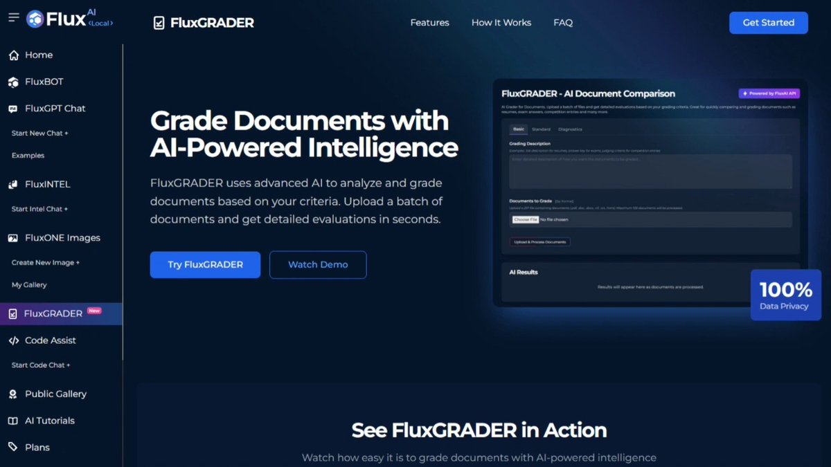 Meet FluxGrader, your AI-powered results-evaluator. Upload a batch of documents — resumes, exam scripts, competition entries e.t.c and get detailed, criteria-based grading in minutes. Powered by FluxAI API. Built for speed, scale, and precision.