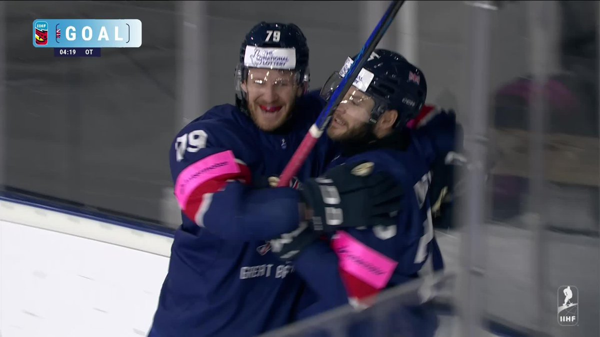"DOWD SCORES!" ๐๏ธ It's overtime joy once again for Team GB Ice Hockey! ๐ฌ๐ง Robert Dowd with a perfect finish to his 100th cap ๐
