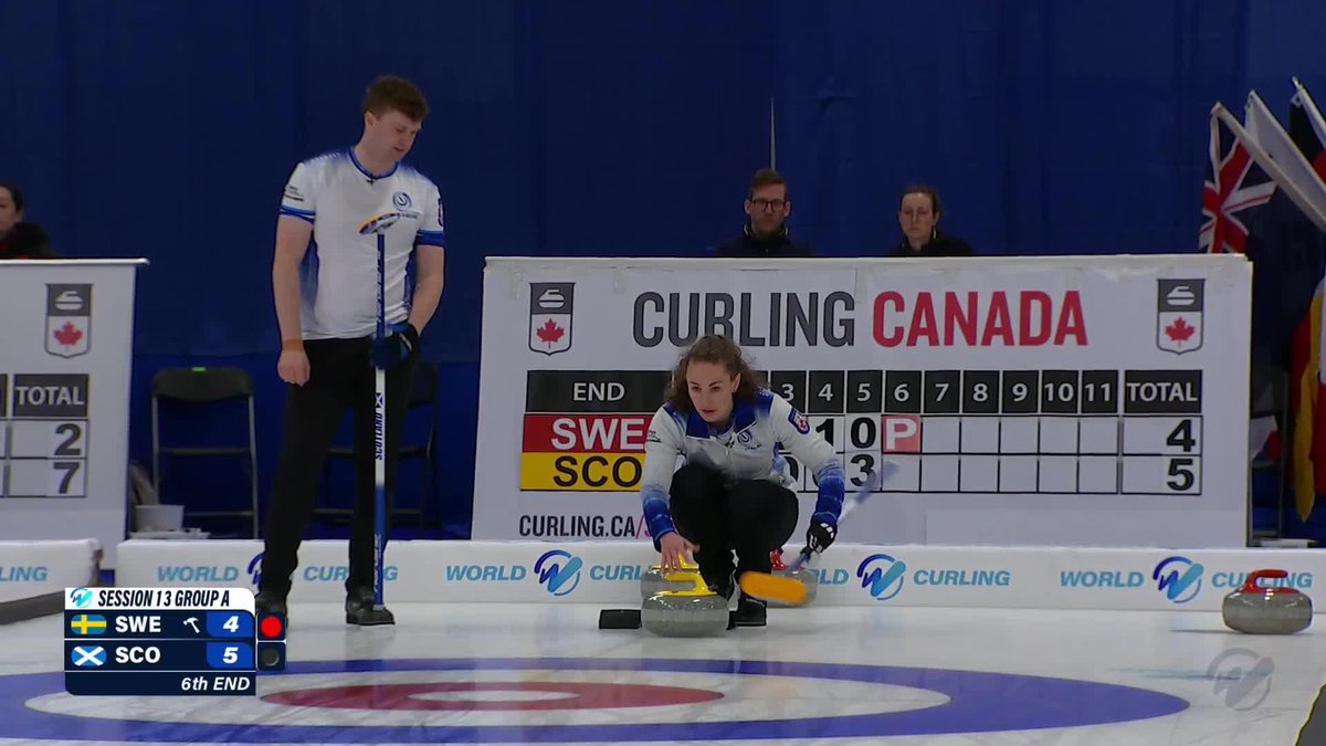 WHAT A SHOT! 😱 Jennifer Dodds 🏴󠁧󠁢󠁳󠁣󠁴󠁿 gets all three reds moving and forces Sweden 🇸🇪 to a single in their power play end. Watch all games live on The Curling Channel! #curling #WMDCC #scotland