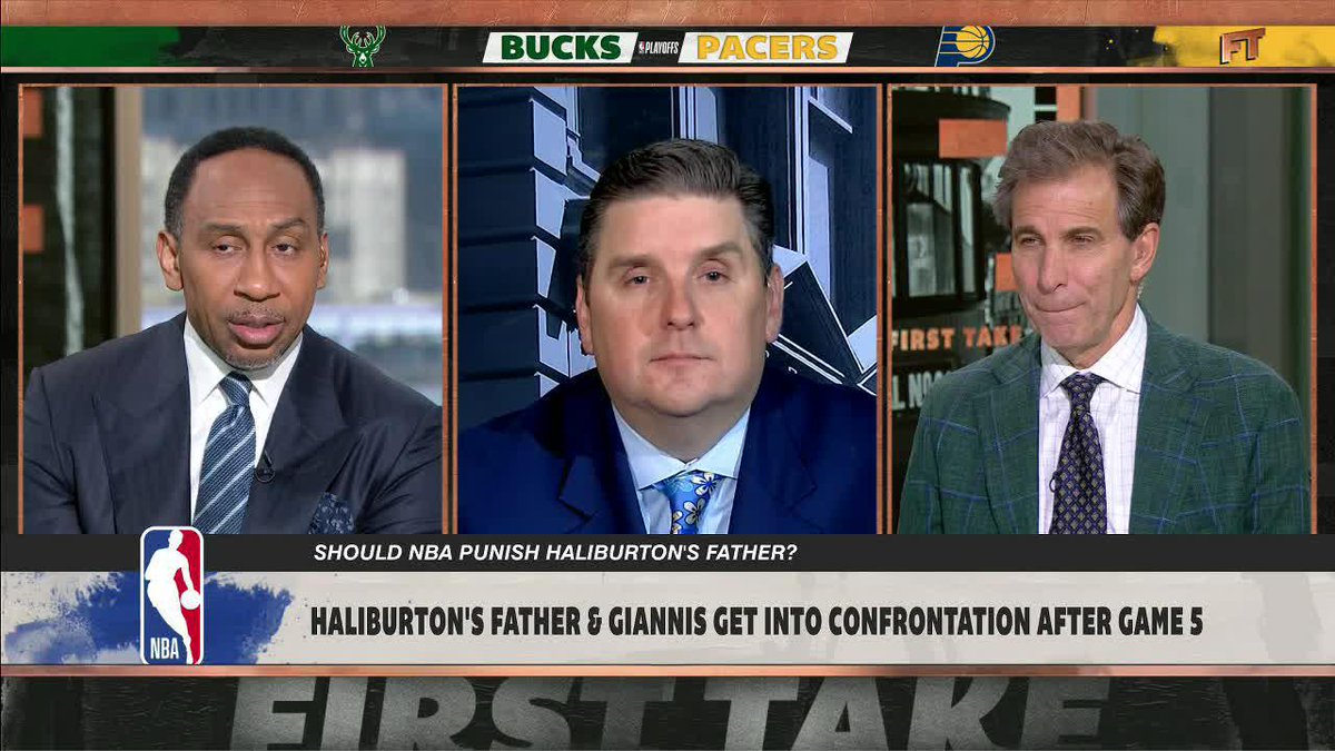 .Stephen A Smith on the interaction between Tyrese Haliburton's father and Giannis after the Pacers' Game 5 win over the Bucks.