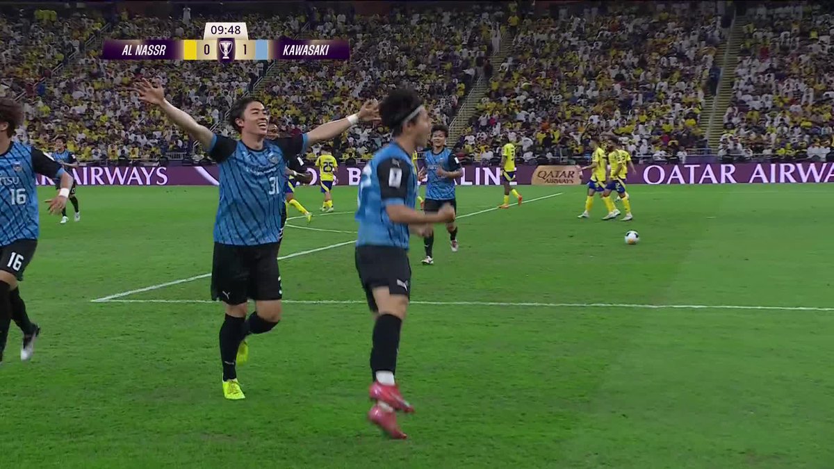 TATSUYA ITO. WHAT A STRIKE. 😱 Kawasaki takes the early lead over Al-Nassr in the AFC Champions League semi's 👀